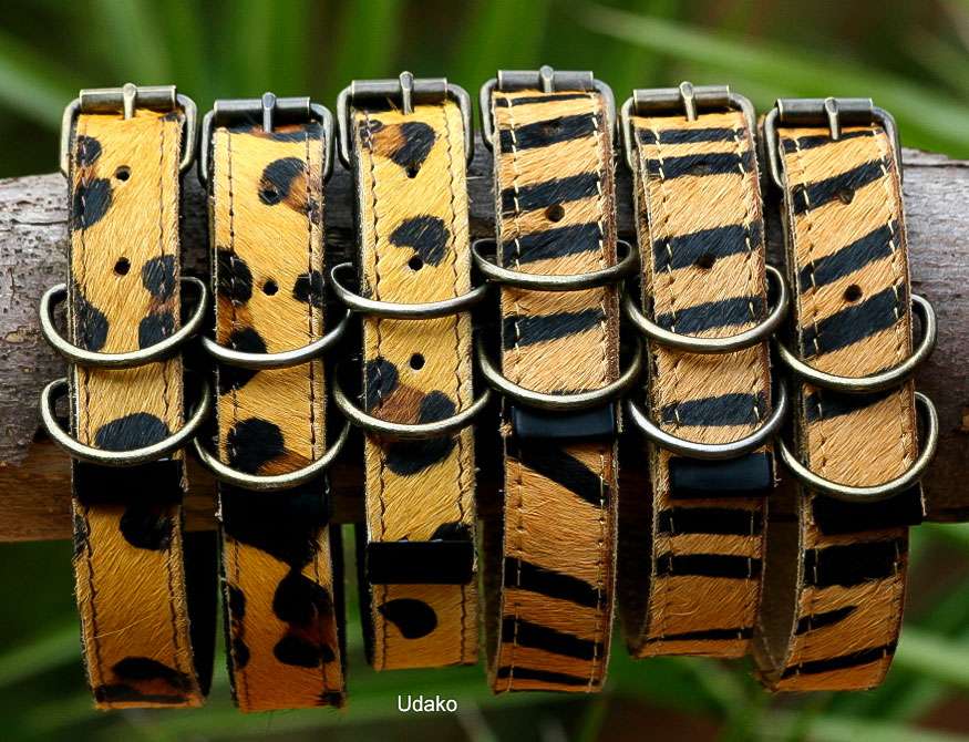 Welpenhalsband in Leder mit Echthaar